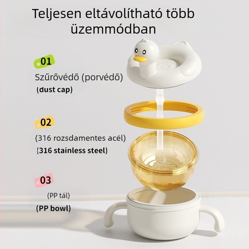 Baba etető tál szívó talppal, hőmegőrző kialakítással, PP anyagból, 6 hónapos kortól