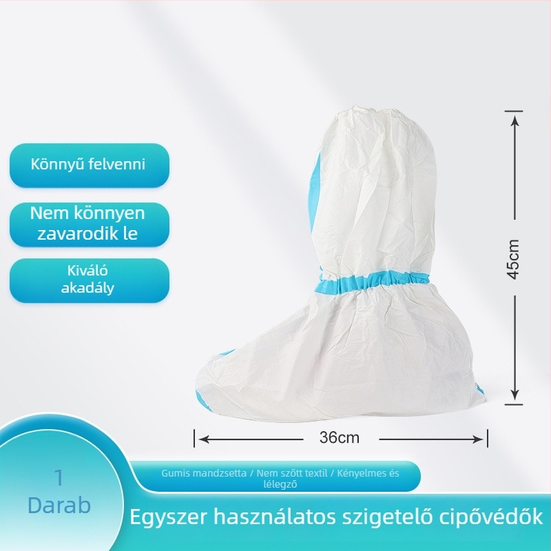 Egyszer használatos kapucnis egyrészes védőruha, nemszőtt anyagból, porvédő