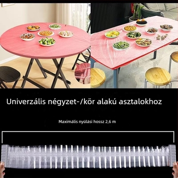Egyszer használatos asztalterítő rugalmas szélekkel, vastított PE anyagból, háztartási felhasználásra, esküvői vacsorákhoz és forró edényekhez, olajálló, mosás nélkül