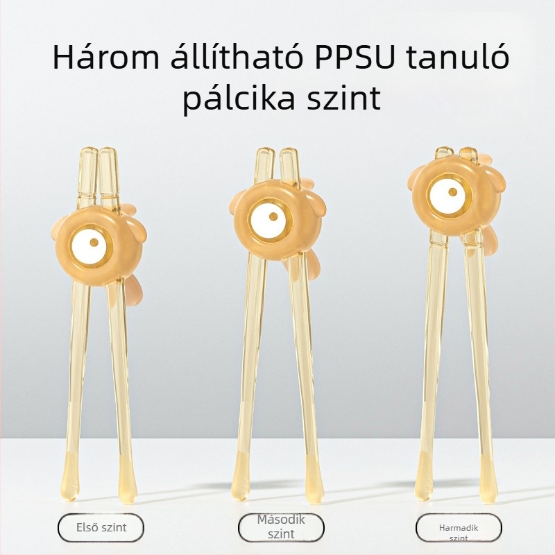 Gyermekek tanuló evőpálcikák – műanyag, 6 hónapos kor felett, aranyos és egyszerű stílus, 1 készlet