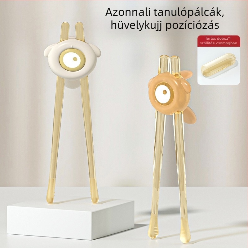 Gyermekek tanuló evőpálcikák – műanyag, 6 hónapos kor felett, aranyos és egyszerű stílus, 1 készlet