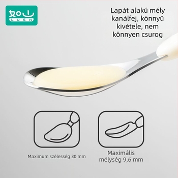 Baba önálló etetésére szolgáló kanál, 316L rozsdamentes acélból, hosszú nyél, 6 hónapos kortól