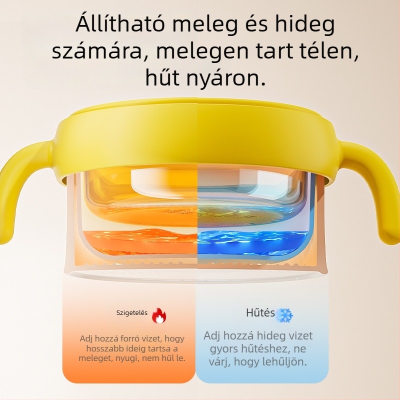 Ecoplus PPSU gyerek ételtál, vízzel töltött, hőmérséklet-szabályozó, 6 hónaposnál idősebb babáknak, rajzfilm stílus