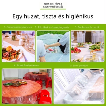 Otthoni PE műanyag asztalterítő, egyszer használatos, piros, bulikhoz és esküvőkhöz, olajálló