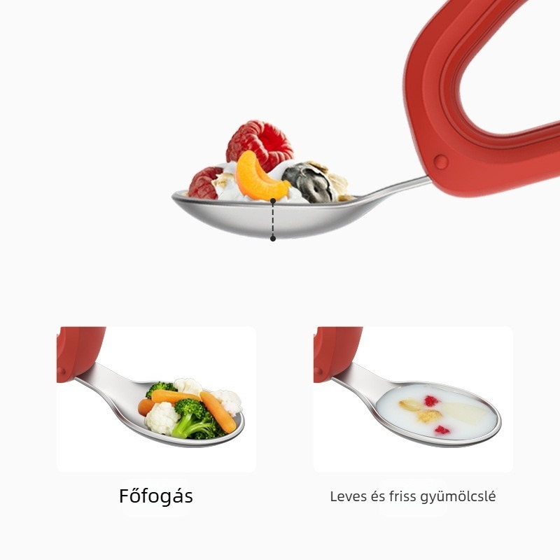 Cereals rozsdamentes acél bébi kanál és villa készlet önálló etetéshez, egyszerű stílus, 6 hónapos kortól