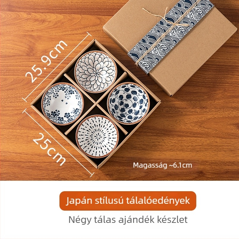 Porcelán étkészlet ajándék dobozban, virágmintás, alglazúrral, mikrohullámú sütőben használható, testreszabható