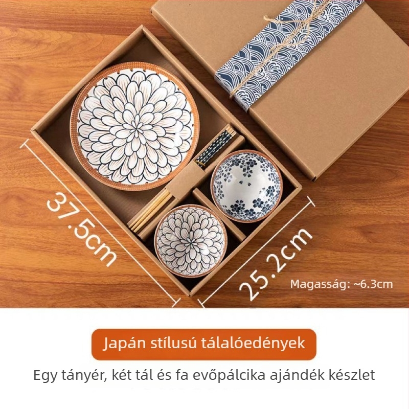 Porcelán étkészlet ajándék dobozban, virágmintás, alglazúrral, mikrohullámú sütőben használható, testreszabható