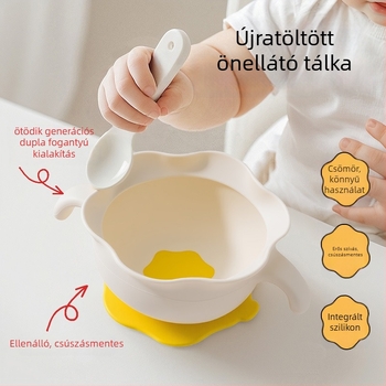 Szilikon baba etető tál ventuzás talppal, önálló evéshez, anti-esés dizájn, 3 hónapos kortól, 1 darabos készlet