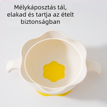 Szilikon baba etető tál ventuzás talppal, önálló evéshez, anti-esés dizájn, 3 hónapos kortól, 1 darabos készlet