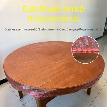Egyszer használatos piros műanyag asztalterítő piknikekhez és grillezéshez; kör- és négyzet alakú asztalokhoz; olaj- és foltálló.