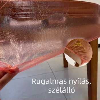 Egyszer használatos piros műanyag asztalterítő piknikekhez és grillezéshez; kör- és négyzet alakú asztalokhoz; olaj- és foltálló.