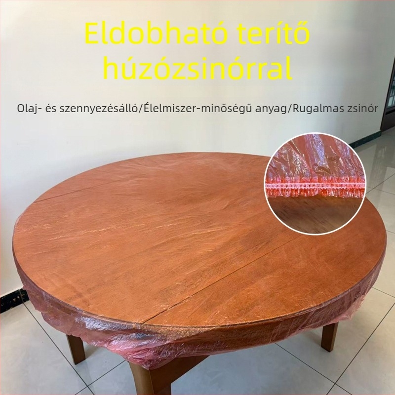 Egyszer használatos piros műanyag asztalterítő piknikekhez és grillezéshez; kör- és négyzet alakú asztalokhoz; olaj- és foltálló.
