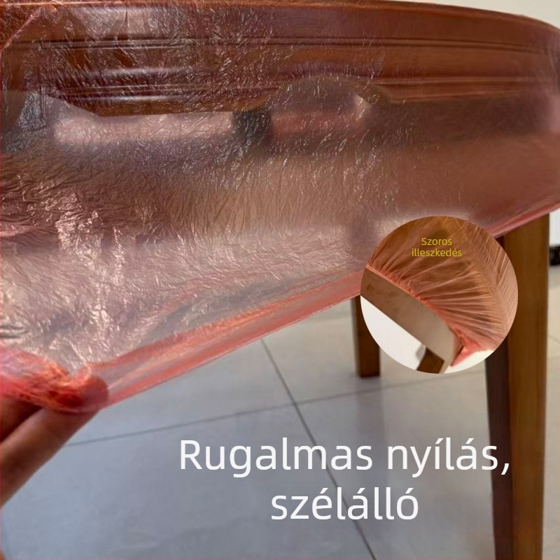 Egyszer használatos piros műanyag asztalterítő piknikekhez és grillezéshez; kör- és négyzet alakú asztalokhoz; olaj- és foltálló.