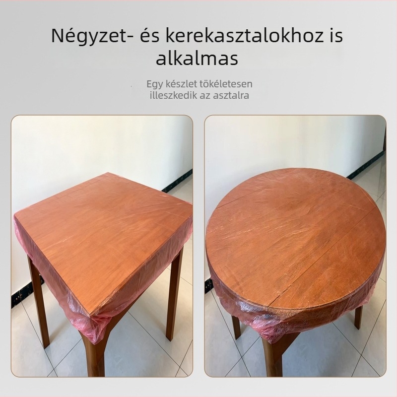 Egyszer használatos piros műanyag asztalterítő piknikekhez és grillezéshez; kör- és négyzet alakú asztalokhoz; olaj- és foltálló.