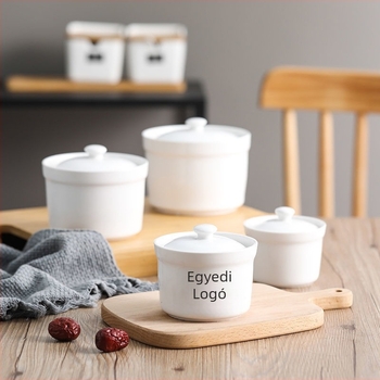 Lidefeng porcelán tál fedővel, nyomtatott logóval, egyszerű stílus, mikró nem alkalmas, szállodai és éttermi felhasználásra