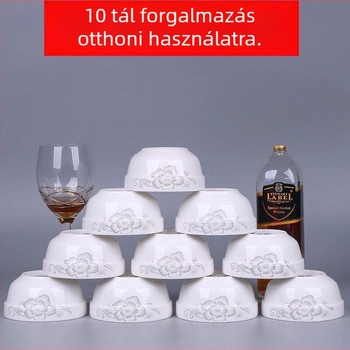 10 darabos csontporcelán rizstál készlet, mikrohullámú sütőben használható, virágos mintázat, kínai stílus