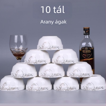 10 darabos csontporcelán rizstál készlet, mikrohullámú sütőben használható, virágos mintázat, kínai stílus