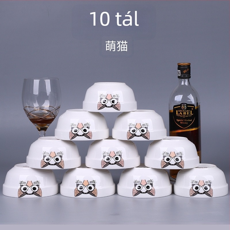 10 darabos csontporcelán rizstál készlet, mikrohullámú sütőben használható, virágos mintázat, kínai stílus