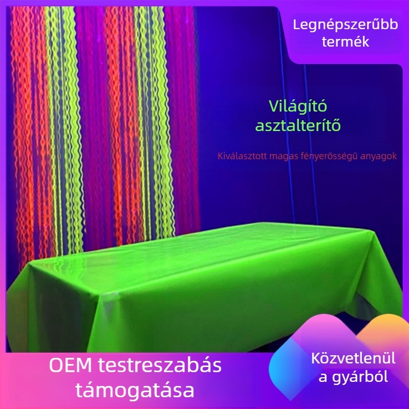 Cedar Fluoreszcens Disco Asztalterítő – PET + alumínium fólia, világító parti dekoráció asztalhoz, rendezvény rekvizit