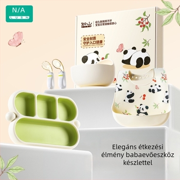 Like a Mountain márkájú baba evőeszköz készlet, élelmiszer-minőségű szilikonból, 3 hónapos kortól, 1 készlet