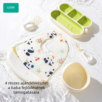Like a Mountain márkájú baba evőeszköz készlet, élelmiszer-minőségű szilikonból, 3 hónapos kortól, 1 készlet