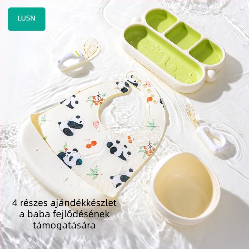 Like a Mountain márkájú baba evőeszköz készlet, élelmiszer-minőségű szilikonból, 3 hónapos kortól, 1 készlet