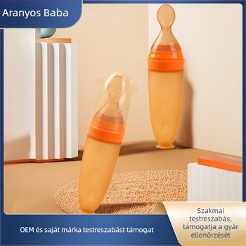 Szilikon baba etetőeszközök préselős típusú, 2 darabos készlet, 3 hónaptól