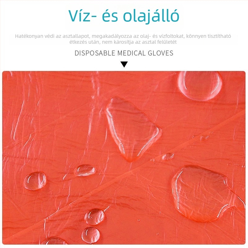 Egyszer használatos esküvői asztalterítő, fehér átlátszó műanyag, vastított, vízálló, négyzet alakú, 1,6 x 1,6 m, polietilén