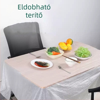Egyszer használatos műanyag asztalterítő, téglalap alakú, vastagított, fehér