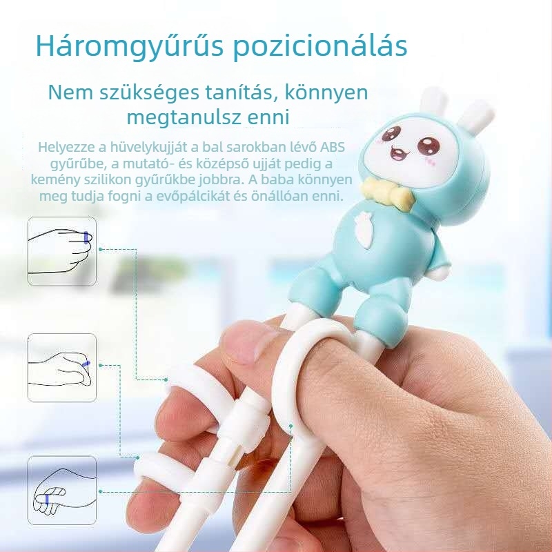 Beiqiao Gyerekeknek tanító evőpálcák készlet – ABS anyag, 4 darab, 3 hónapos kortól