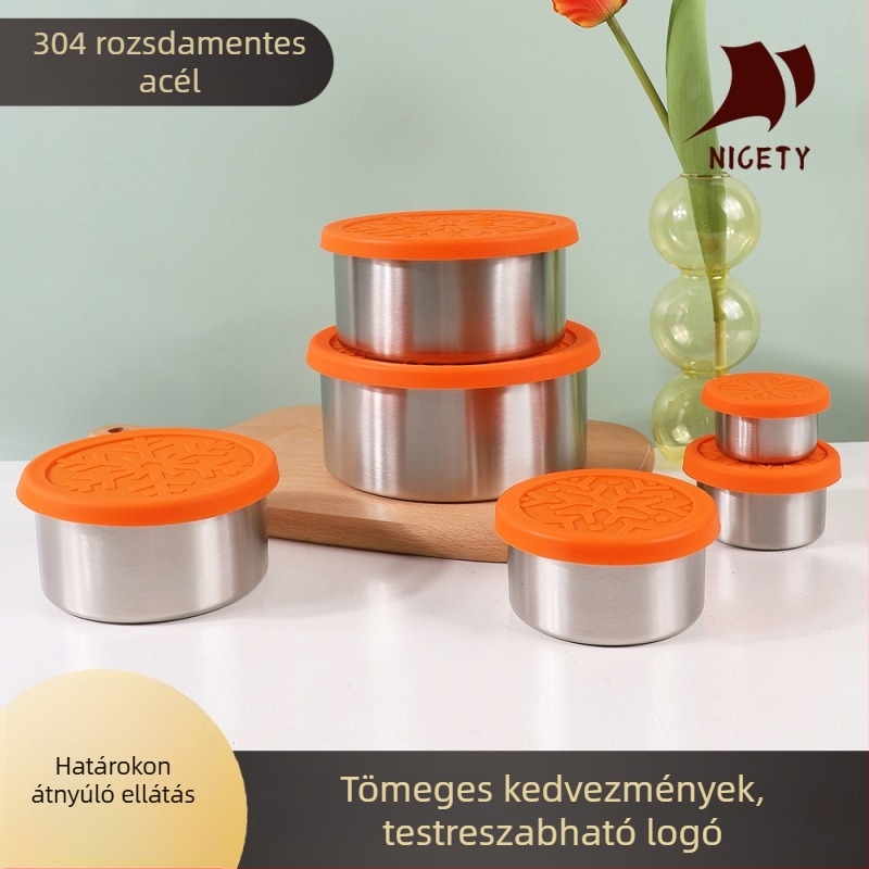 304 rozsdamentes acél élelmiszer-minőségű szilikon tetővel – tároló doboz hűtőszekrényhez és szószokhoz