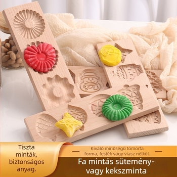 Sütemény- és pogácsagyártó forma – szabálytalan alakú, tömörfa, karácsonyi rajzfilm mintával