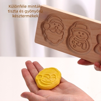 Sütemény- és pogácsagyártó forma – szabálytalan alakú, tömörfa, karácsonyi rajzfilm mintával