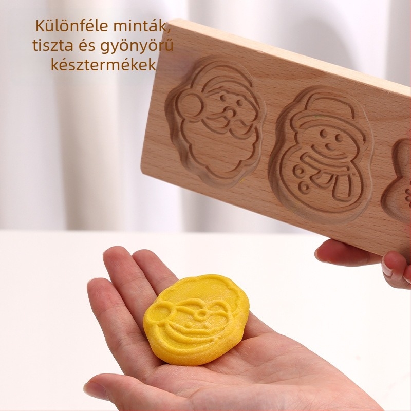 Sütemény- és pogácsagyártó forma – szabálytalan alakú, tömörfa, karácsonyi rajzfilm mintával