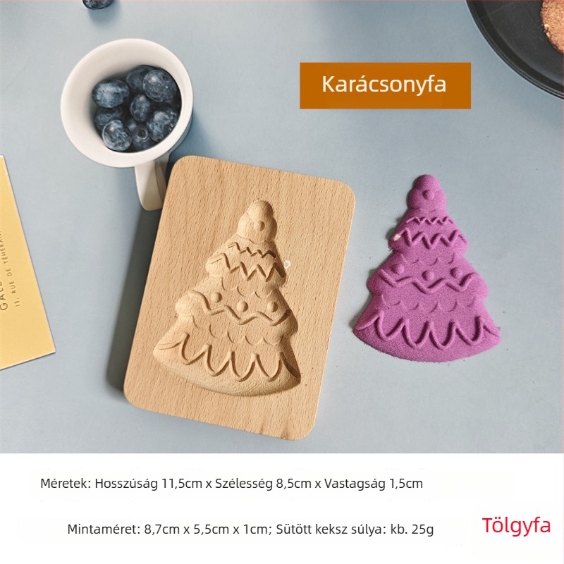 Sütemény- és pogácsagyártó forma – szabálytalan alakú, tömörfa, karácsonyi rajzfilm mintával