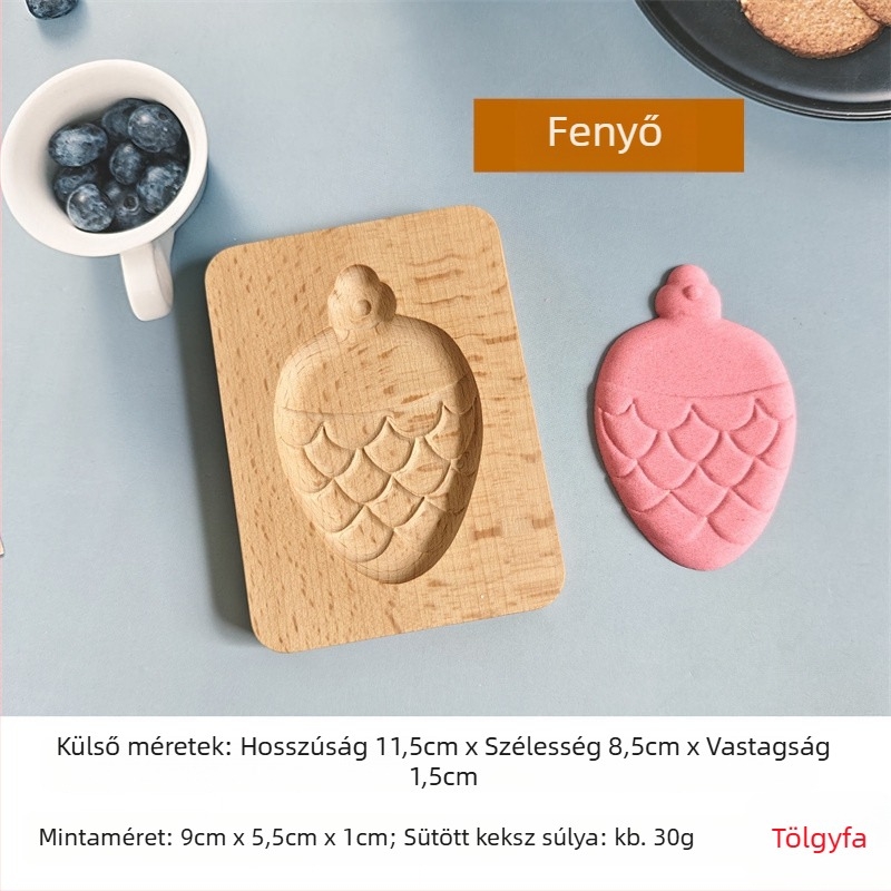 Sütemény- és pogácsagyártó forma – szabálytalan alakú, tömörfa, karácsonyi rajzfilm mintával
