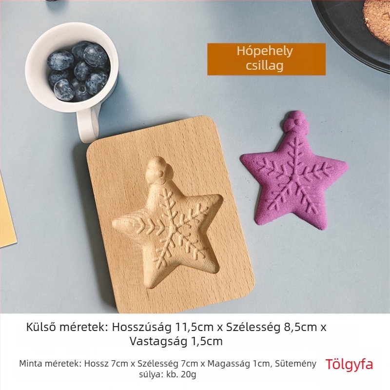 Sütemény- és pogácsagyártó forma – szabálytalan alakú, tömörfa, karácsonyi rajzfilm mintával