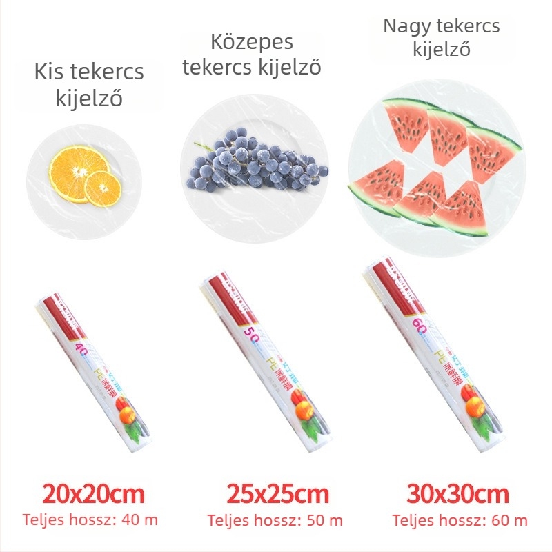 Okiss töréses típusú élelmiszer-fólia fedéllel, kézi tépés nélküli, élelmiszerek és gyümölcsök tárolására