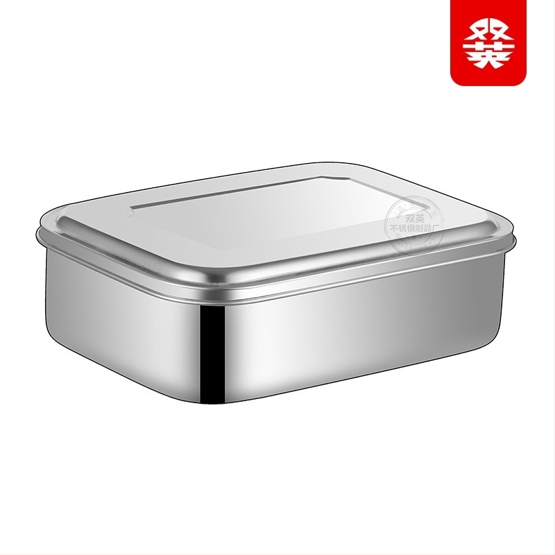 Téglalap alakú 304 rozsdamentes acél ebédes doboz, három rekesz, nagy kapacitású, japán stílusú bento rekeszekkel