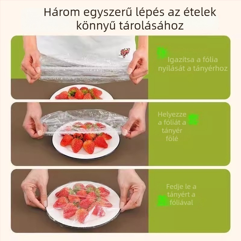 Élelmiszer-minőségű műanyag fólia fedél, vastag és nagy méretű, egyedül használható porvédő fedél edényekhez és tároláshoz a hűtőben
