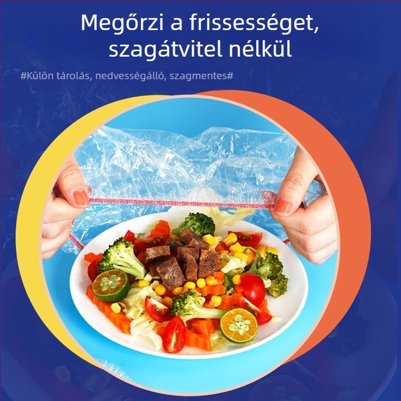 Műanyag fóliafedők, egyszer használatos tálfedők, konyhai zárófedelek, ételtároló zacskók, hűtőszekrényfedők otthoni használatra