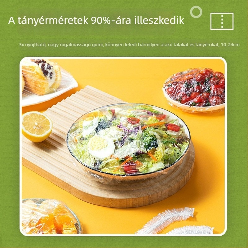 Műanyag fóliafedők, egyszer használatos tálfedők, konyhai zárófedelek, ételtároló zacskók, hűtőszekrényfedők otthoni használatra