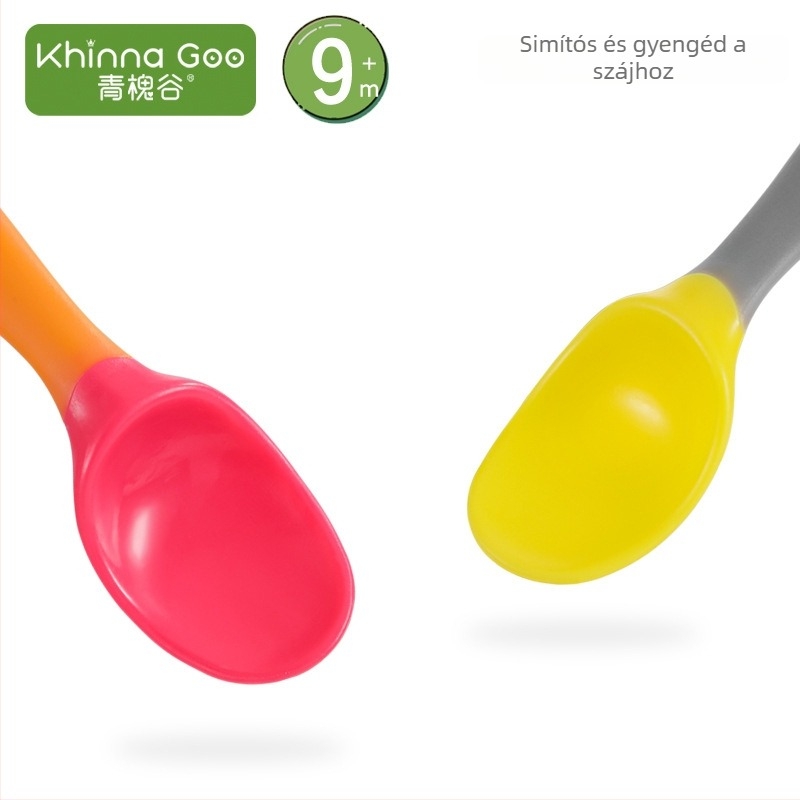 Baba tanítási kanálkészlet – Görbe és egyenes kanál, PP anyag, 6+ hónapos kortól, Green Sophora Valley