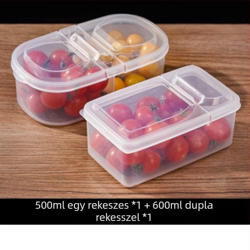 Ebédes doboz, műanyag, téglalap alakú, 301–500 ml, mikróbarát, szivárgásmentes, japán stílusú fedéllel