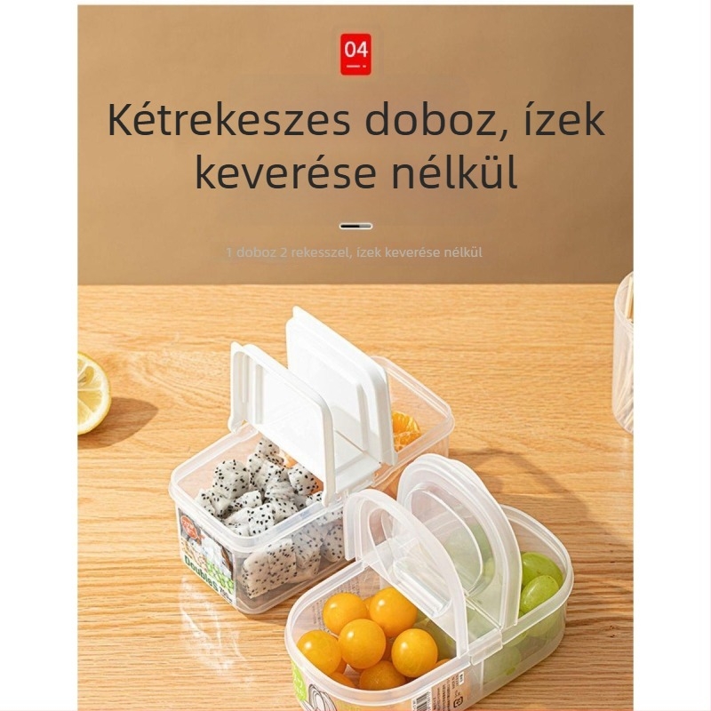 Ebédes doboz, műanyag, téglalap alakú, 301–500 ml, mikróbarát, szivárgásmentes, japán stílusú fedéllel