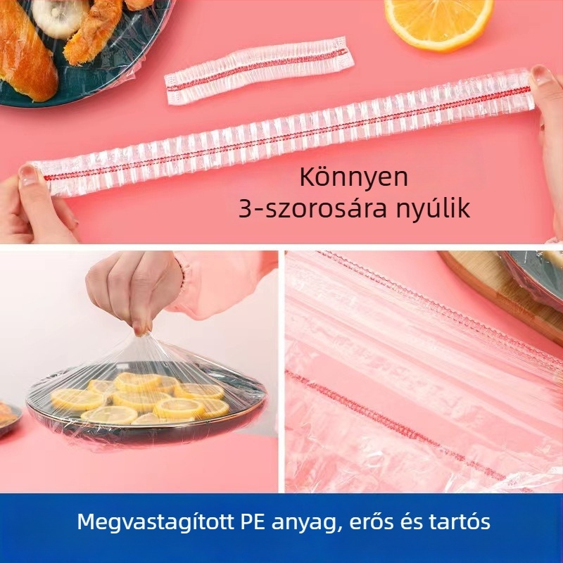 Egyszer használatos frissességmegőrző zacskó készlet, elasztikus edényfedőkkel, fedőkkel a maradék ételekhez és elasztikus nyílású zuhanysapkával