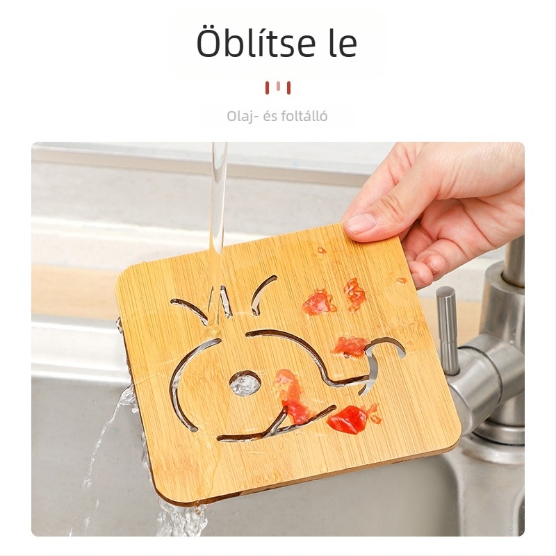 Fából készült hőszigetelő alátét étkezőasztalhoz, négyzet alakú, csúszásmentes, edények és tálak számára, modern minimalist stílus.