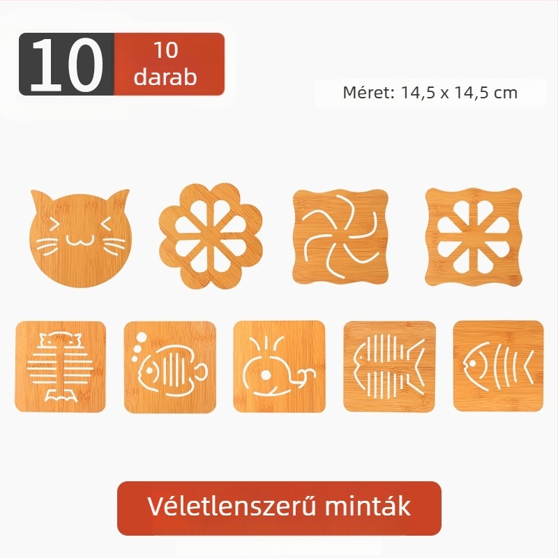 Fából készült hőszigetelő alátét étkezőasztalhoz, négyzet alakú, csúszásmentes, edények és tálak számára, modern minimalist stílus.