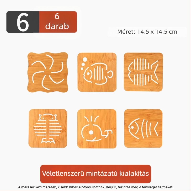 Fából készült hőszigetelő alátét étkezőasztalhoz, négyzet alakú, csúszásmentes, edények és tálak számára, modern minimalist stílus.
