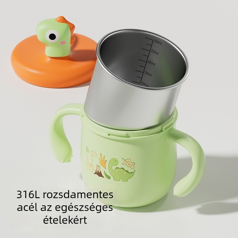 Gyermekek tanuló pohara fedővel, polipropilén anyagból, 12 hónap felett